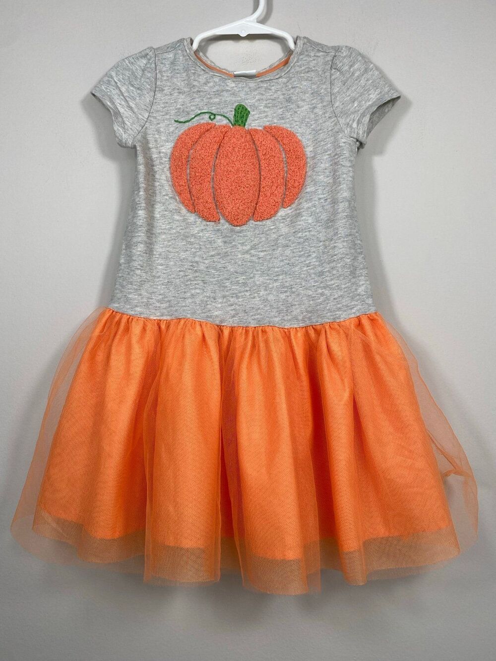 Gymboree Pumpkin Tulle Dress Girls 4T Halloween Orange Gray